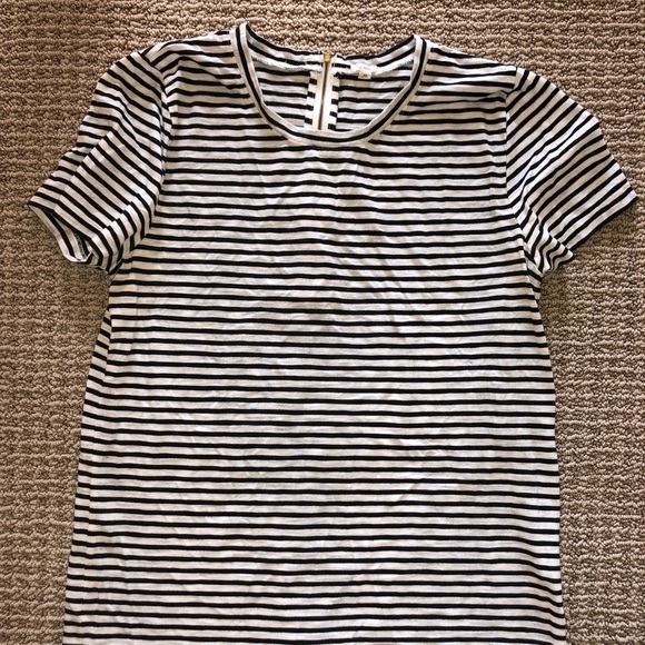 J. Crew Tops - J. Crew Short Sleeve Stripe T w/ Back Zipper J. Crew Tops - J. Crew Short Sleeve Stripe T w/ Back Zipper